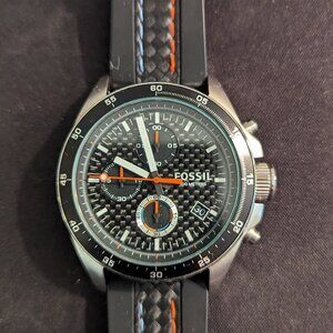 Fossil Men's Watch Chronograph Black/Orange/Blue Styling